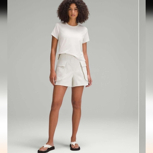 Lululemon Relaxed-Fit Super-High-Rise Cargo Short 4" Bone - Picture 8 of 9